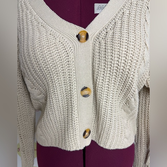 Love Change Beige Button-Up Knit Sweater - Picture 3 of 5